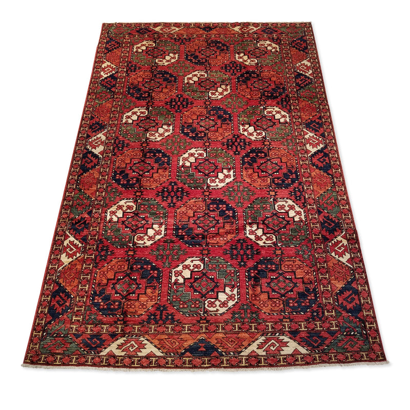 6'8" x 10'1"   Ersari Turkmen Design Rug Angle View