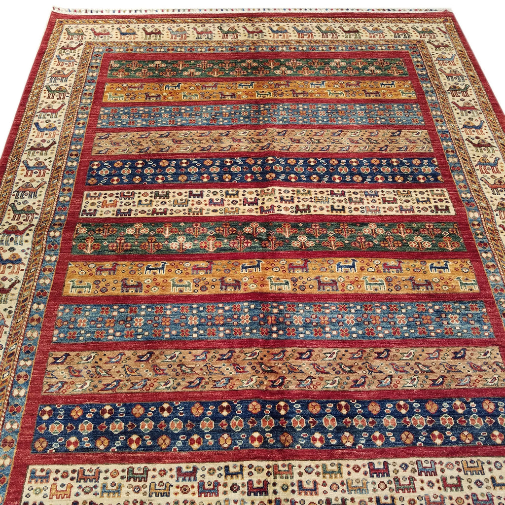 3x4 Khorjin Area Rug striped Afghan Hand Knotted Geometric