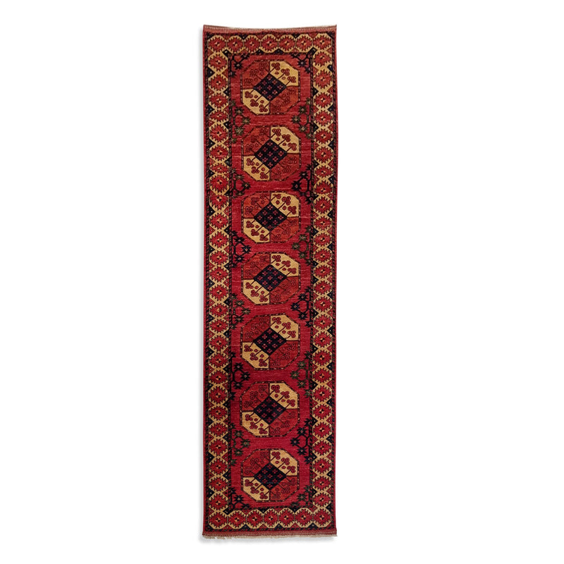 2'8" x 10'4"   Ersari Turkmen Design Runner Rug Top View