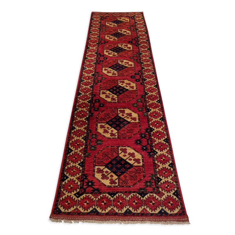 2'8" x 10'4"   Ersari Turkmen Design Runner Rug Angle View