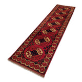 2'8" x 10'4"   Ersari Turkmen Design Runner Rug Angle View