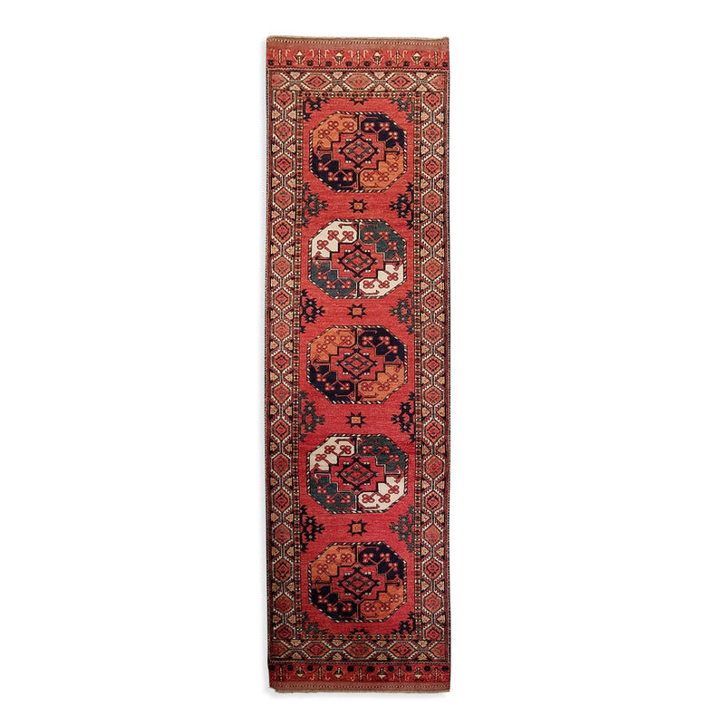 2'10" x 10'2"   Ersari Turkmen Design Runner Rug Top View