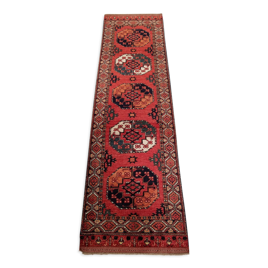 2'10" x 10'2"   Ersari Turkmen Design Runner Rug Angle View