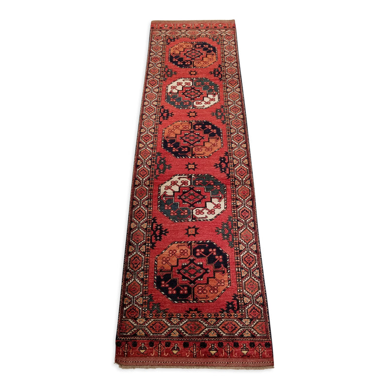 2'10" x 10'2"   Ersari Turkmen Design Runner Rug Angle View