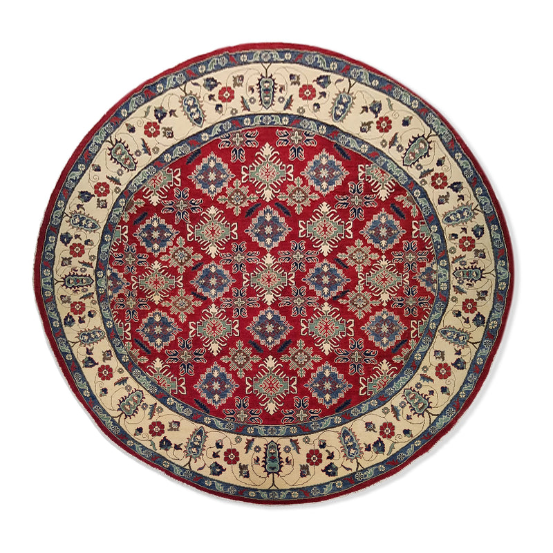 9'7" x 9'7"   Kazak Round Rug Top View