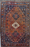 6'3" x 9'10"   Antique Persian Qashqai Rug Top View