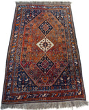 6'3" x 9'10"   Antique Persian Qashqai Rug Back View