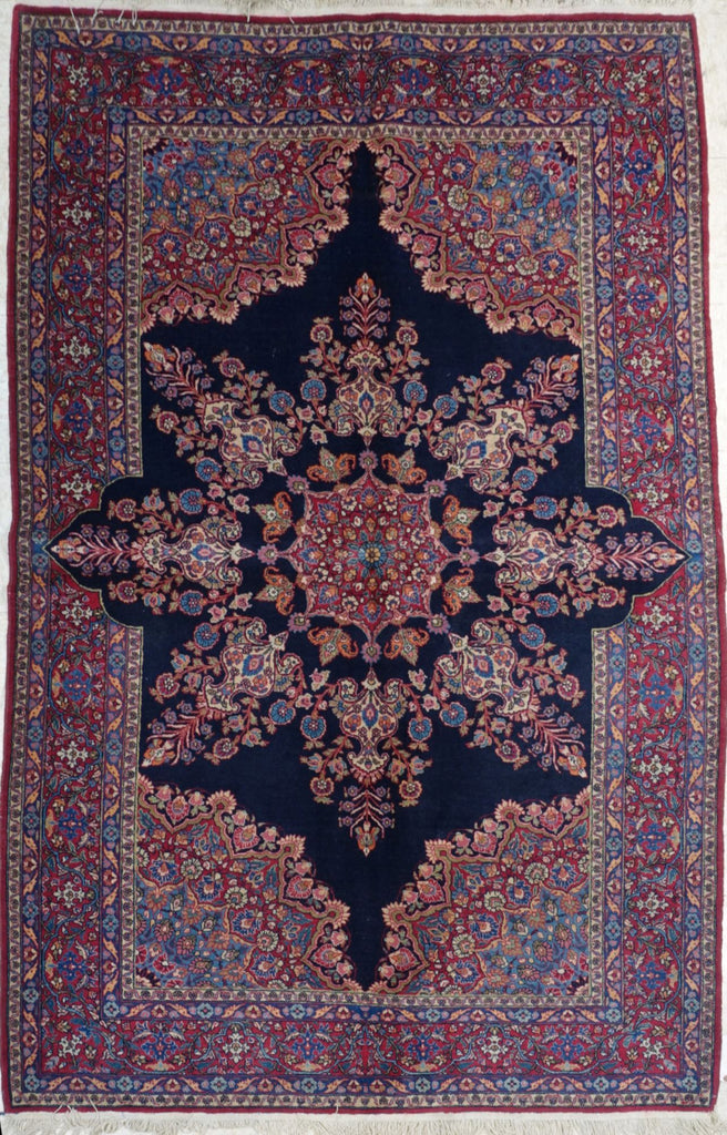4'9" x 7'5"   Antique Persian East Iran Semnan Rug Top View