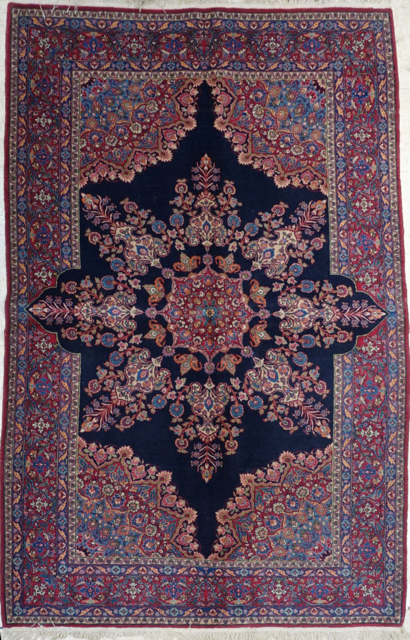 4'9" x 7'5"   Antique Persian East Iran Semnan Rug Top View