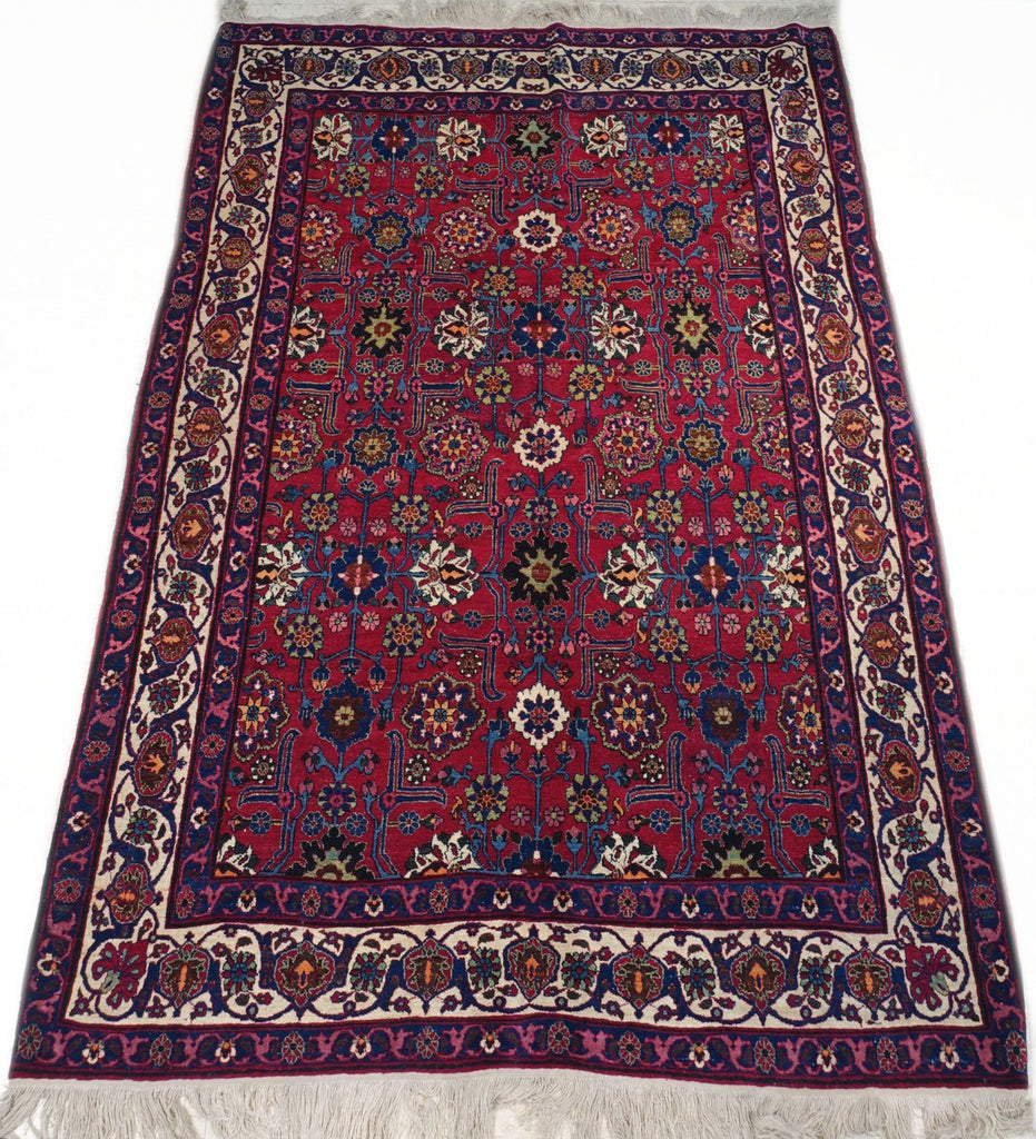 5'0" x 7'0"   Antique Persian Veramin Rug Angle View