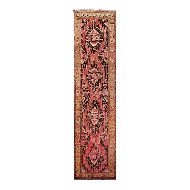 3'9" x 14'10"   Antique Caucasian Karabakh Runner Rug Top View
