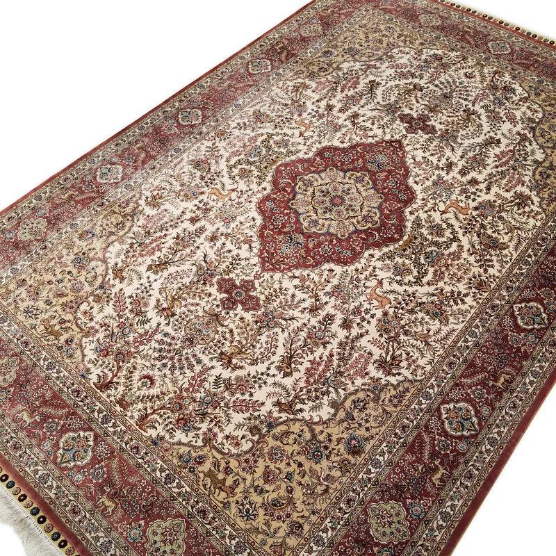 6'0" x 9'0"   Silk Chinese Hereke Rug Angle View