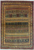 3'8" x 5'5"   Persian Kashkuli Rug Top View