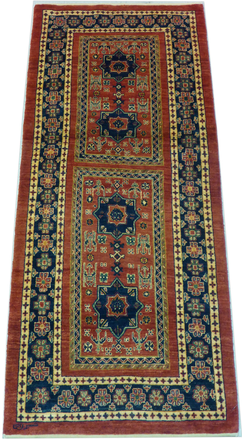 2'9" x 6'8"   Persian Kashkuli Runner Rug Angle View