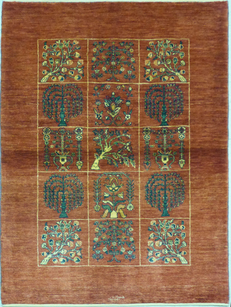 3'8" x 5'4"   Persian Kashkuli Rug Top View