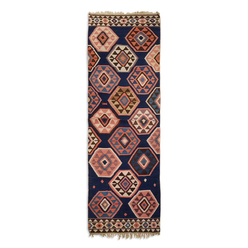 3'0" x 9'0"   Antique Kazakh Kazak Kilim Runner Rug Top View