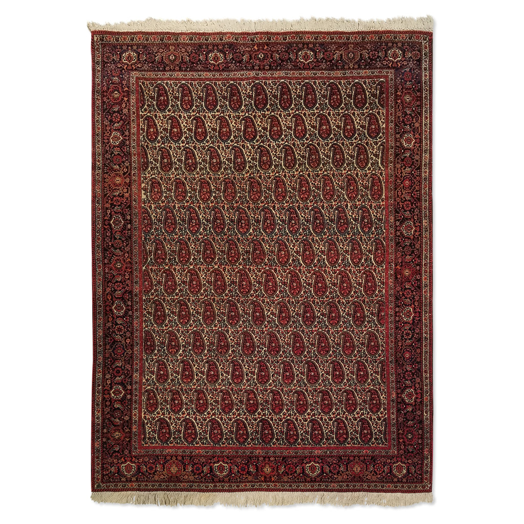 4'3" x 5'9"   Antique Persian Sarouk Ferahan Paisley Design Rug Top View