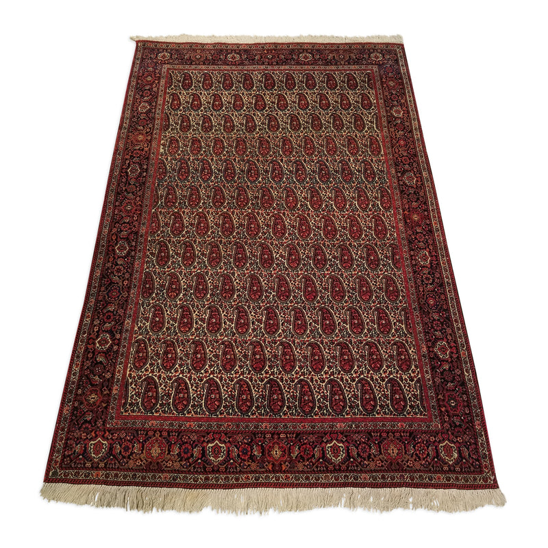 4'3" x 5'9"   Antique Persian Sarouk Ferahan Paisley Design Rug Angle View