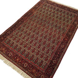 4'3" x 5'9"   Antique Persian Sarouk Ferahan Paisley Design Rug Angle View