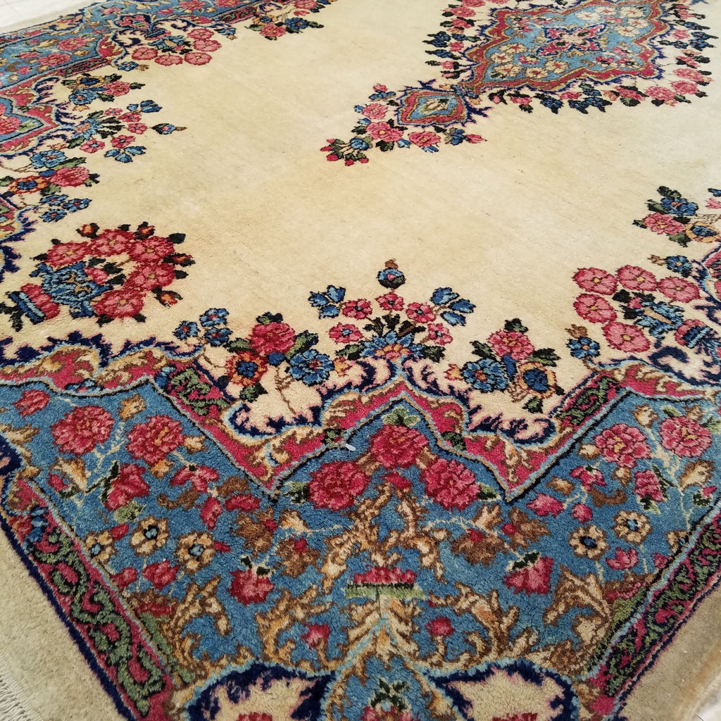 4'0" x 7'3"   Antique Persian Kerman Rug Angle View