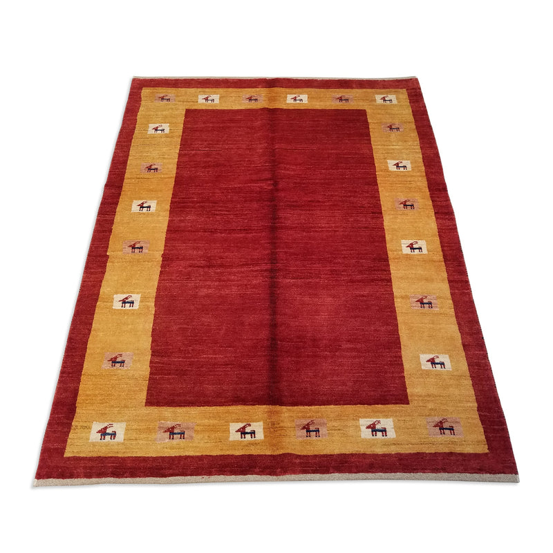4'11" x 6'6"   Persian Gabbeh Rug Angle View