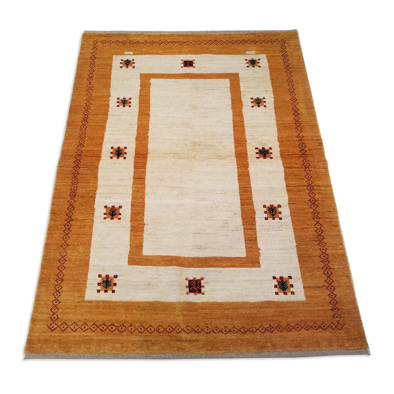 3'11" x 5'5"   Persian Gabbeh Rug Angle View