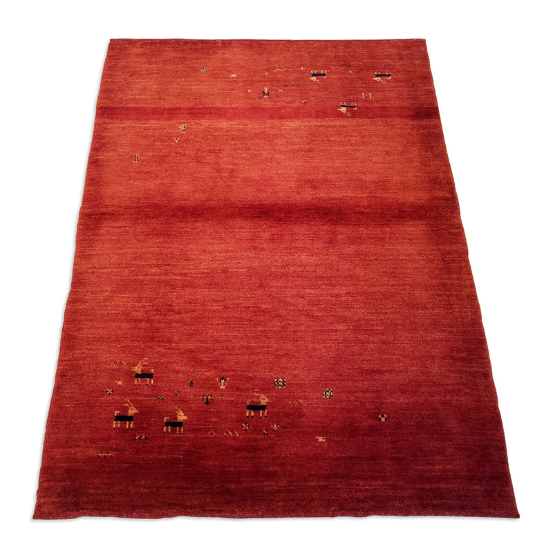 4'0" x 5'6"   Persian Gabbeh Rug Angle View