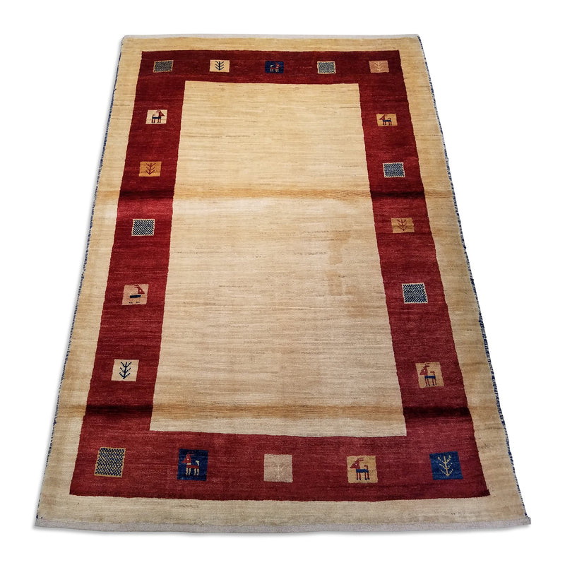 4'4" x 6'6"   Persian Gabbeh Rug Angle View