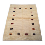 4'2" x 5'5"   Persian Gabbeh Rug Angle View