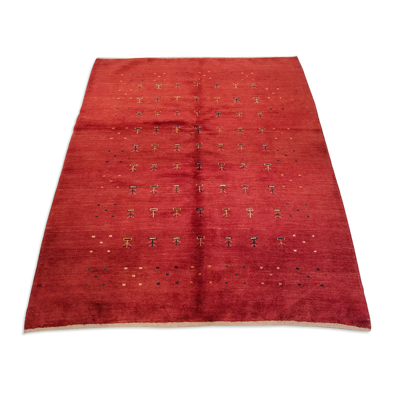 5'1" x 6'4"   Persian Gabbeh Rug Angle View