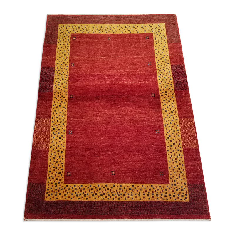 3'5" x 4'11"   Persian Gabbeh Rug Angle View
