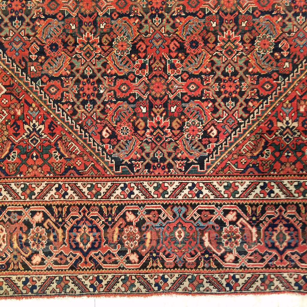 4'1" x 6'6"   Antique Persian Sarouk Ferahan Rug Angle View