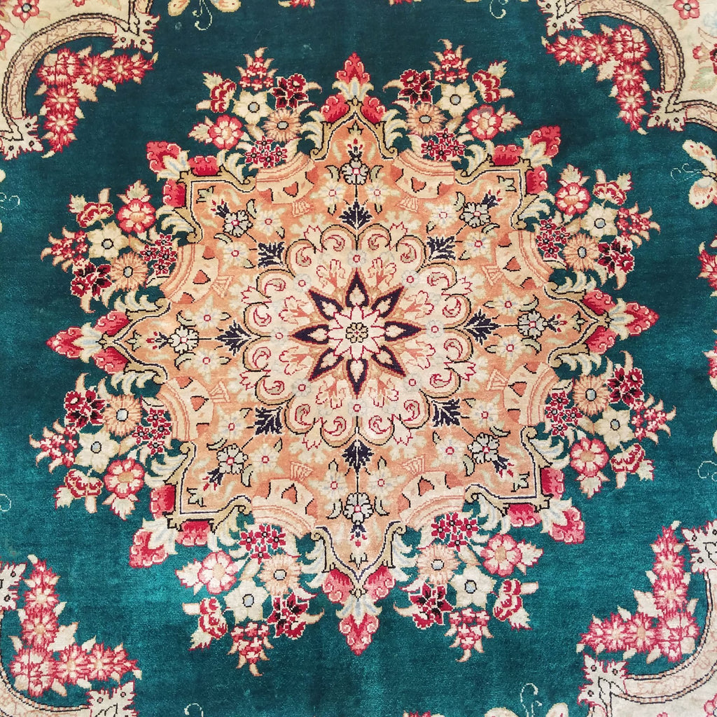 3'2" x 3'2"   Silk Persian Qom Square Rug Angle View
