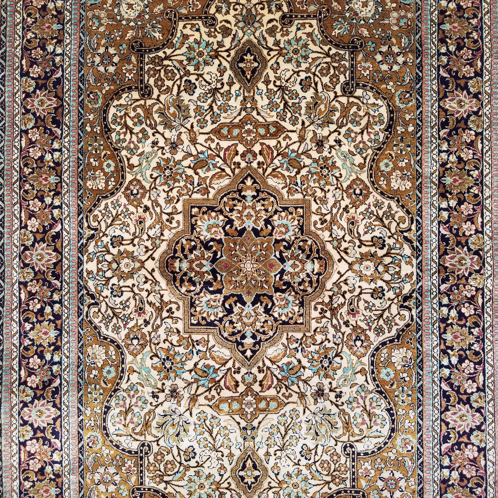 3'7" x 5'5"   Silk Persian Qom Rug Angle View