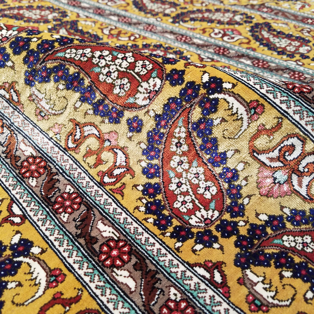 3'4" x 5'2"   Silk Persian Qom Rug Back View