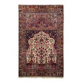 5'0" x 8'0"   Antique Persian Kerman Mihrab Prayer Design Rug Top View