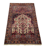 5'0" x 8'0"   Antique Persian Kerman Mihrab Prayer Design Rug Angle View