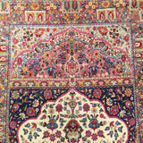 5'0" x 8'0"   Antique Persian Kerman Mihrab Prayer Design Rug Angle View