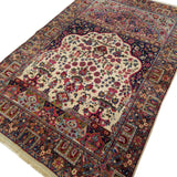 5'0" x 8'0"   Antique Persian Kerman Mihrab Prayer Design Rug Angle View