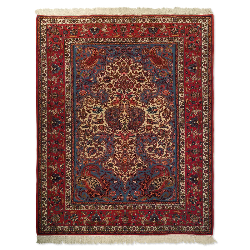 5'6" x 6'10"   Persian Isfahan Mihrab Prayer Design Rug Top View