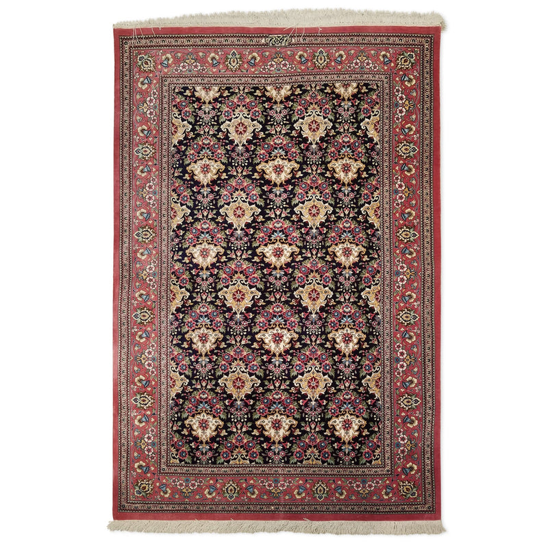3'4" x 5'0"   Silk Persian Qom Rug Top View