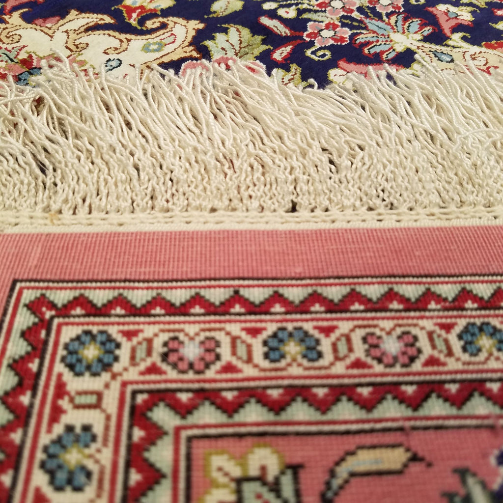 3'4" x 5'0"   Silk Persian Qom Rug Back View