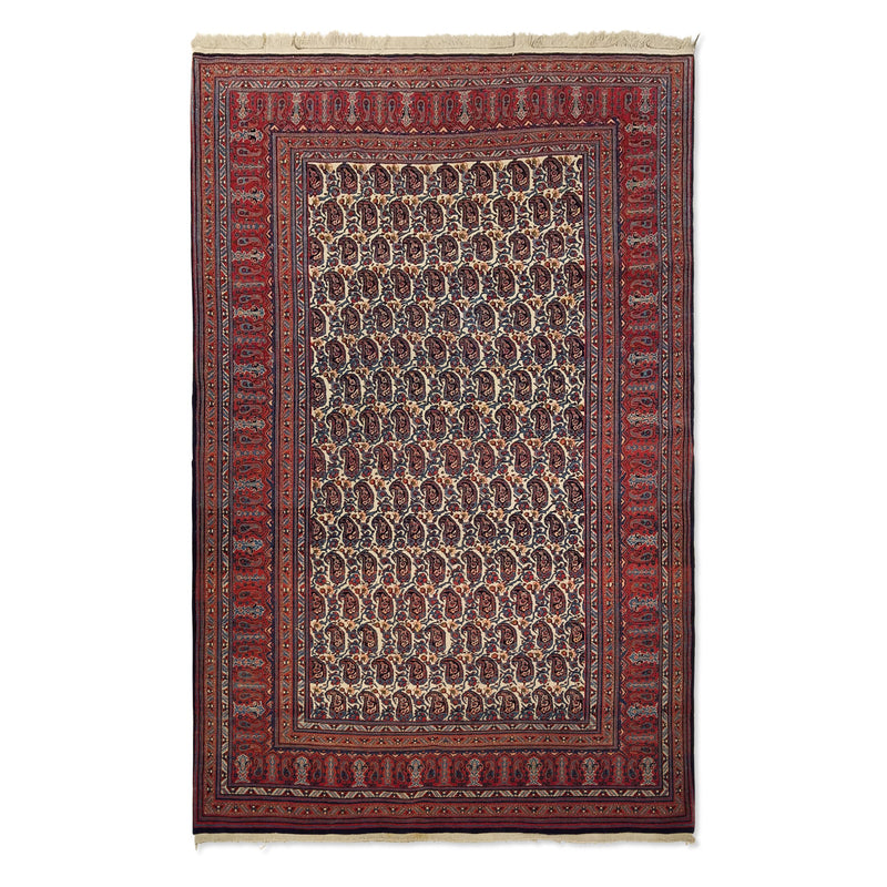 4'8" x 7'3"   Antique Persian Tabriz Paisley Design Rug Top View