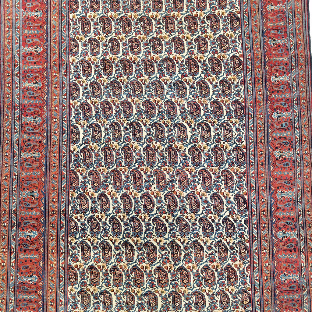 4'8" x 7'3"   Antique Persian Tabriz Paisley Design Rug Angle View