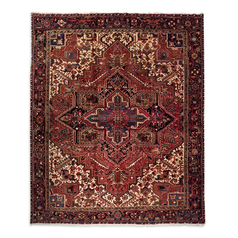 8'2" x 9'3"   Persian Heriz Rug Top View
