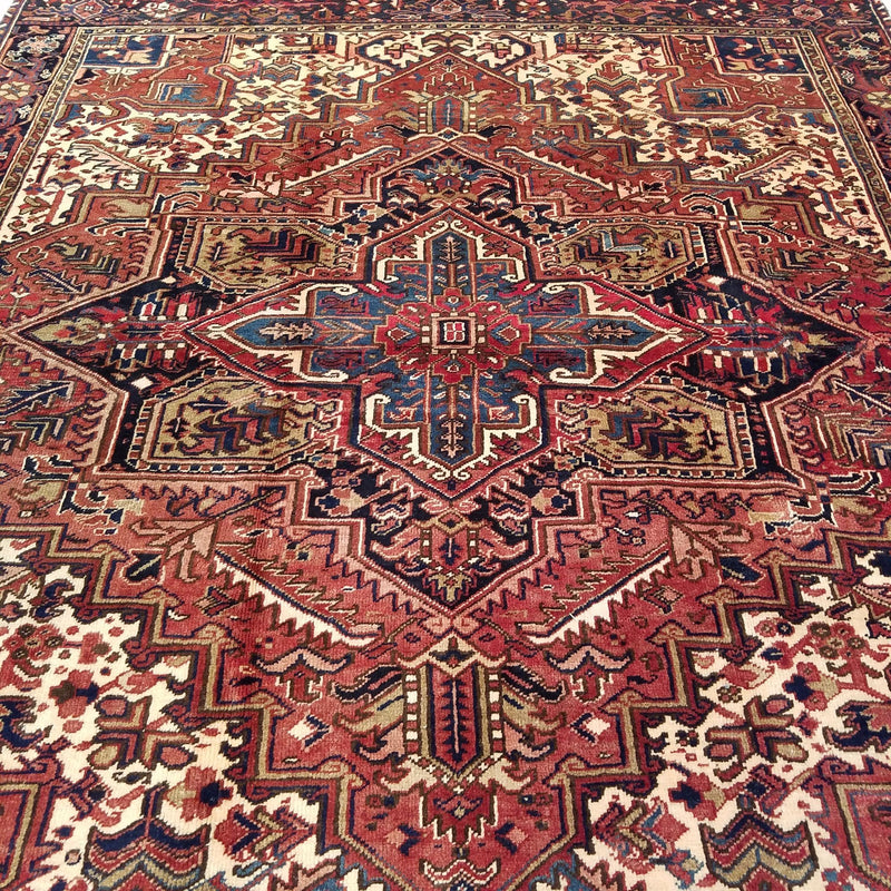 8'2" x 9'3"   Persian Heriz Rug Angle View