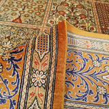 4'4" x 6'4"   Silk Persian Qom Garden of Eden Rug Angle View