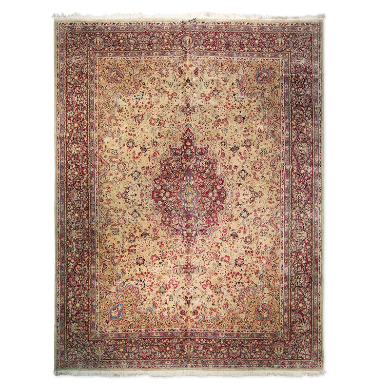 9'11" x 12'11"   Persian Kerman Rug Top View