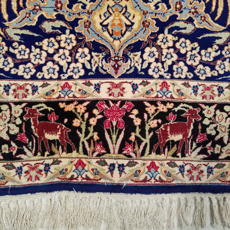 3'7" x 5'2"   Silk on Wool Persian Isfahan Garden of Eden Rug Angle View