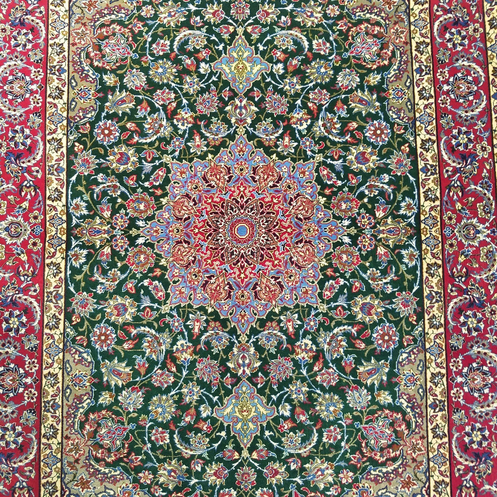 3'8" x 5'5"   Silk on Wool Persian Isfahan Rug Angle View
